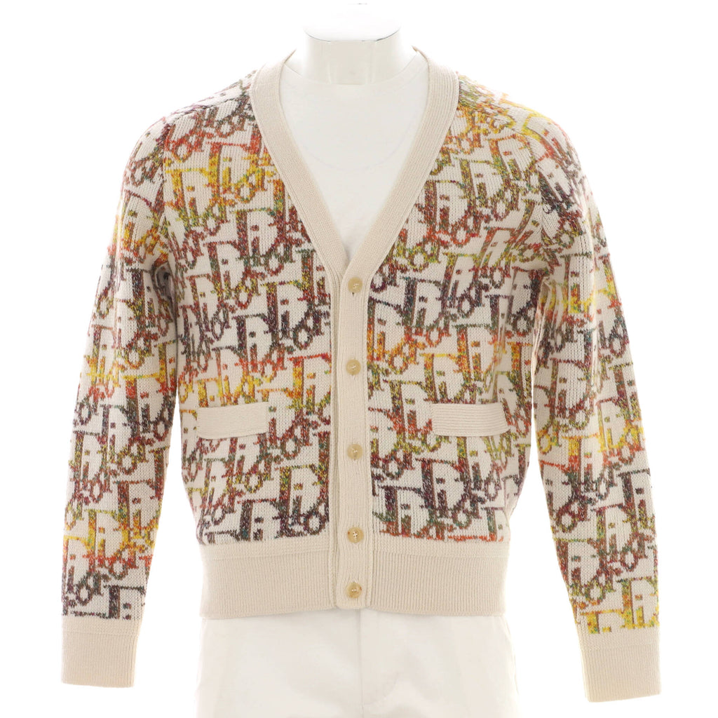 Christian Dior Men's V-Neck Button Up Cardigan Oblique Wool 349065