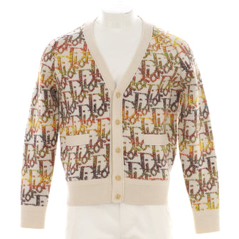 Christian Dior Men's V-Neck Button Up Cardigan Oblique Wool