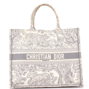 Christian Dior Book Tote Embroidered Canvas Large