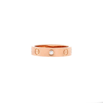 Cartier Love Wedding Band 1 Diamond Ring 18K Rose Gold with Diamond