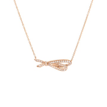 Tiffany & Co. Bow Knot Pendant Necklace 18K Rose Gold with Diamonds Medium