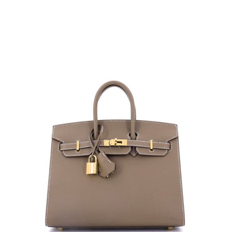 Hermes Birkin Sellier Bag Grey Epsom with Gold Hardware 25