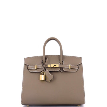 Hermes Birkin Sellier Bag Grey Epsom with Gold Hardware 25