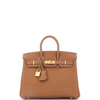 Hermes Birkin Handbag Brown Togo with Gold Hardware 25