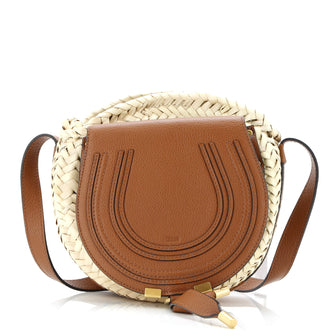 Chloe Marcie Basket Crossbody Bag Raffia and Leather Small
