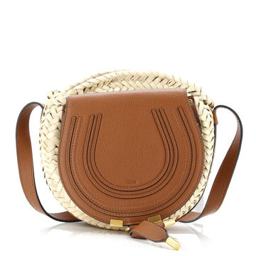 Chloe Marcie Basket Crossbody Bag Raffia and Leather Small