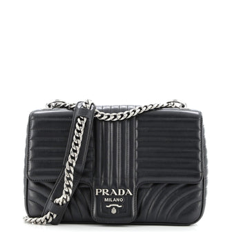 Prada Chain Flap Shoulder Bag Diagramme Quilted Leather Large