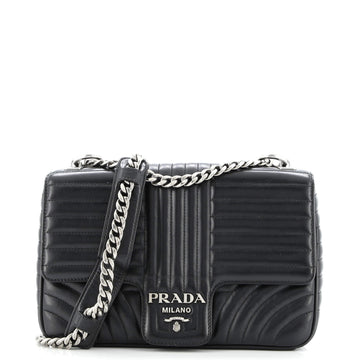 Prada Chain Flap Shoulder Bag Diagramme Quilted Leather Large