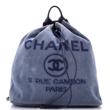 Chanel Deauville Backpack Canvas with Sequins Large