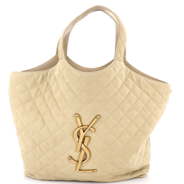 Saint Laurent Icare Shopping Tote Quilted Suede Maxi