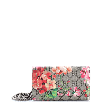 Gucci Chain Wallet Blooms Print GG Coated Canvas