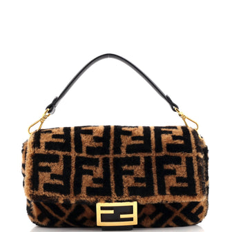 Fendi Baguette NM Bag Zucca Shearling Medium