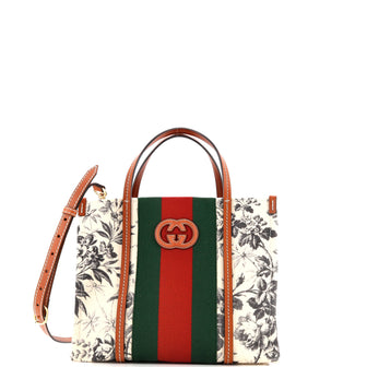 Gucci Interlocking G Web Tote Printed Canvas Small