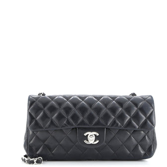 Chanel Classic Single Flap Bag Quilted Lambskin East West