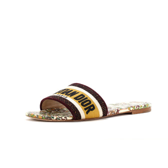 Christian Dior Women's Dway Flat Sandals Embroidered Canvas