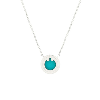 Tiffany & Co. T Circle Pendant Necklace 18K White Gold with Turquoise Small