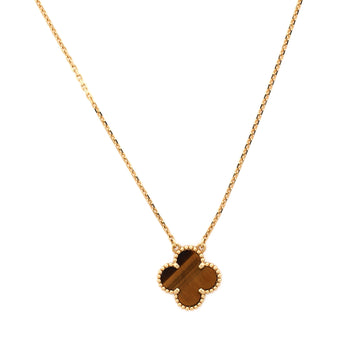 Van Cleef & Arpels Vintage Alhambra Pendant Necklace 18K Yellow Gold and Tiger Eye