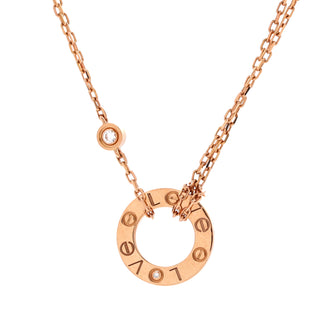 Cartier 2 Diamonds Love Pendant Necklace 18K Rose Gold and Diamonds