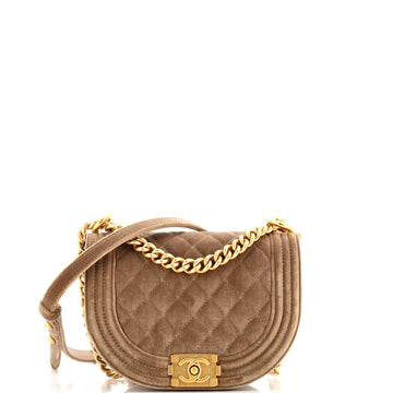 Chanel Boy Curved Messenger Bag Quilted Velvet Small