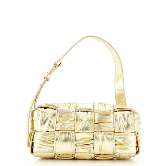 Bottega Veneta Brick Cassette Shoulder Bag Maxi Intrecciato Plisse Leather Small