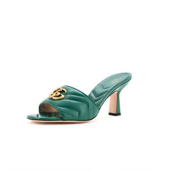 Gucci Women's Marmont Slide Heeled Sandals Matelasse Leather