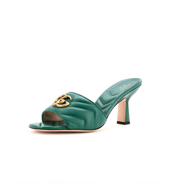 Gucci Women's Marmont Slide Heeled Sandals Matelasse Leather