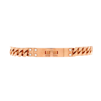 Hermes Kelly Gourmette Bracelet 18K Rose Gold with Diamonds Very Small