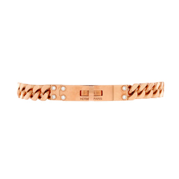 Hermes Kelly Gourmette Bracelet 18K Rose Gold with Diamonds Very Small