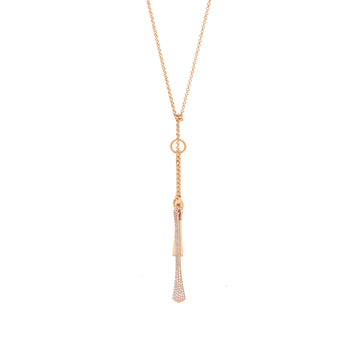 Hermes Clou De Forge Lariat Necklace 18K Rose Gold and Diamonds