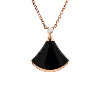 Bvlgari Divas' Dream Pendant Necklace 18K Rose Gold with Onyx and Diamond Small