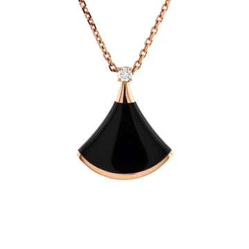 Bvlgari Divas' Dream Pendant Necklace 18K Rose Gold with Onyx and Diamond Small