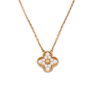 Van Cleef & Arpels Vintage Alhambra Pendant Necklace 18K Yellow Gold and Diamonds
