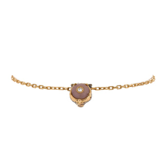 Gucci Le Marche Des Merveilles Feline Head Bracelet 18k Yellow Gold with Pink Opal and Diamonds