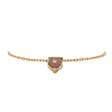 Gucci Le Marche Des Merveilles Feline Head Bracelet 18k Yellow Gold with Pink Opal and Diamonds