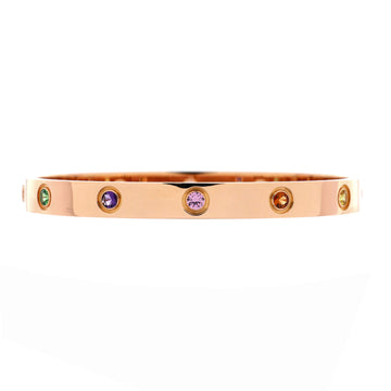 Cartier Love 10 Stone Bracelet 18K Rose Gold with Garnet, Amethyst and Sapphire