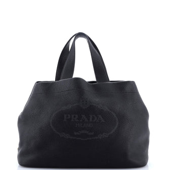 Prada Logo Tote Perforated Leather Medium