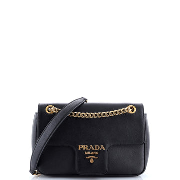 Prada Pattina Flap Shoulder Bag Saffiano Leather Small