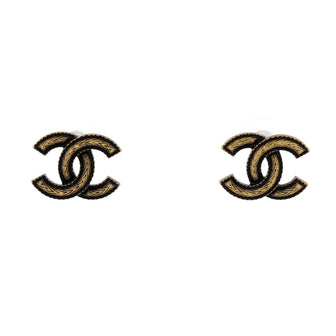 Chanel CC Stud Earrings Metal Small