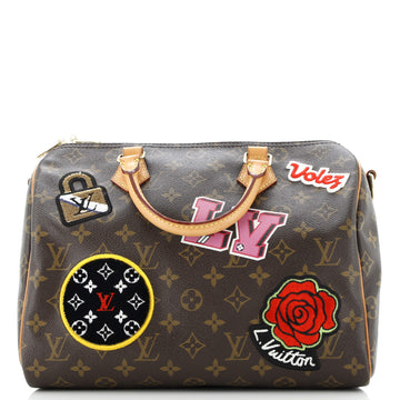Louis Vuitton Speedy Bandouliere Bag Limited Edition Patches Monogram Canvas 30