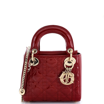 Christian Dior Lady Dior Chain Bag Cannage Quilt Patent Mini