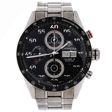 Tag Heuer Carrera Calibre 16 Chronograph Day Date Automatic Watch Stainless Steel 41
