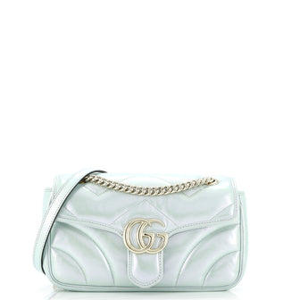 Gucci GG Marmont Flap Bag Chevron Iridescent Leather Small