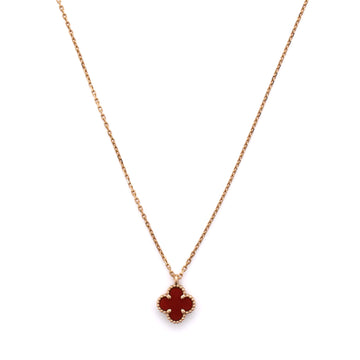 Van Cleef & Arpels Sweet Alhambra Pendant Necklace 18K Rose Gold and Carnelian