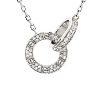 Cartier Love Interlocking Pave Necklace 18K White Gold and Diamonds