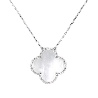 Van Cleef & Arpels Magic Alhambra Pendant Necklace 18K White Gold and Mother of Pearl