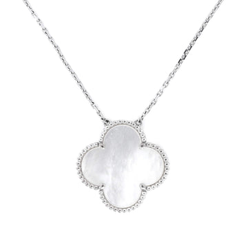 Van Cleef & Arpels Magic Alhambra Pendant Necklace 18K White Gold and Mother of Pearl