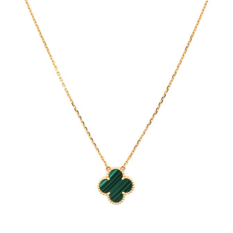 Van Cleef & Arpels Vintage Alhambra Pendant Necklace 18K Yellow Gold and Malachite