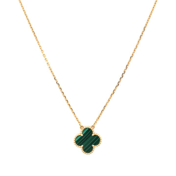 Van Cleef & Arpels Vintage Alhambra Pendant Necklace 18K Yellow Gold and Malachite