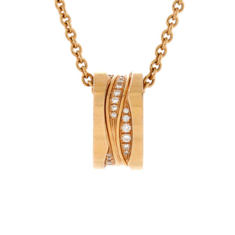 Bvlgari B.Zero1 Design Legend Zaha Hadid Pendant Necklace 18K Rose Gold with Diamonds