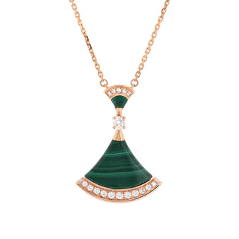 Bvlgari Divas' Dream Pendant Necklace 18K Rose Gold with Malachite and Diamonds Large